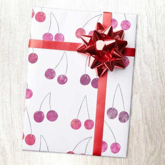 Kers Watercolor Patroon Cadeaupapier