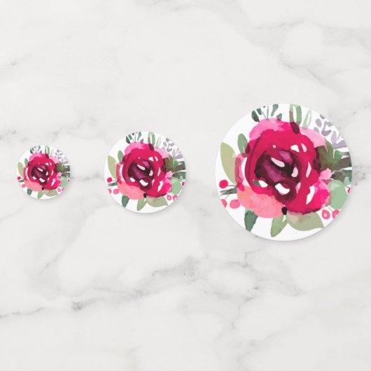 Kers Waterkleur Bloemen & Harten Confetti (Voorkanten)