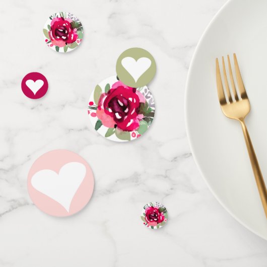 Kers Waterverf Bloemen & Harten Confetti (Groep)
