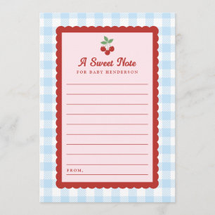 Kers Zoete Aantekening Baby Shower Platte Advieska Advieskaart