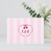Kers Zoete Roze Bruiloft Monogram Bedankkaart (Staand voorkant)