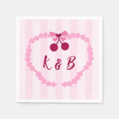 Kers Zoete Roze Bruiloftservingdoekjes Servet (Voorkant)