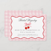 Kers Zoete Roze Coquette Boog Bruidsregister Informatiekaartje (Voorkant / Achterkant)