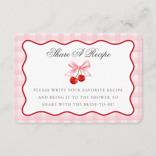 Kers Zoete Roze Coquette Boog Deel Een Receptkaart Informatiekaartje (Voorkant)