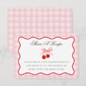 Kers Zoete Roze Coquette Boog Deel Een Receptkaart Informatiekaartje (Voorkant / Achterkant)