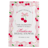 Kers Zoete Roze Coquette Strik Bruidsfeest Favor Medium Cadeauzakje (Achterkant)