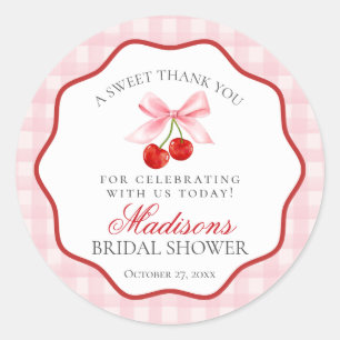 Kers Zoete Roze Coquette Strik Bruidsfeest Ronde Sticker