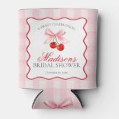 Kers Zoete Roze Coquette Strik Bruiloft Favor Blikjeskoeler (Voorkant)