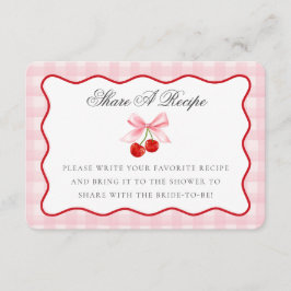 Kers Zoete Roze Coquette Strik Deel Een Receptkaar Informatiekaartje