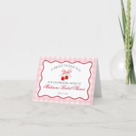 Kers Zoete Roze Flirtende Strik Bedankkaart