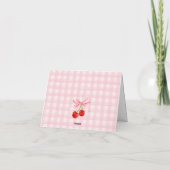 Kers Zoete Roze Flirtende Strik Bedankkaart (Achterkant)