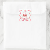 Kers zoete verjaardag Roze Strik Gingham Vierkante Sticker (Tas)