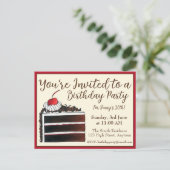 Kers Zwarte Woud Cake Snee Geboren Feestje Eten Uitnodiging Briefkaart (Staand voorkant)