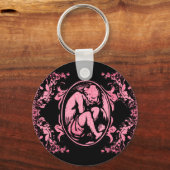 Kersbaars in roze sleutelhanger (Voorkant)