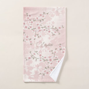Kersbloesem Abrikoos Vintage Bloemige Monogram Handdoek
