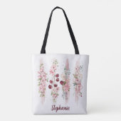 Kersbloesem Bloemenaquarel, Naam toevoegen Tote Bag (Achterkant)