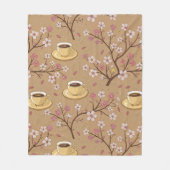 Kersbloesem Coffee Cozy Patroon (1) Fleece Deken (Voorkant)