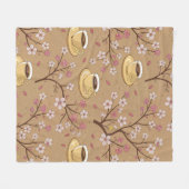 Kersbloesem Coffee Cozy Patroon (1) Fleece Deken (Voorkant (Horizontaal))