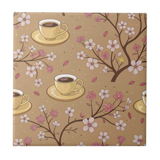 Kersbloesem Coffee Cozy Patroon (1) Tegeltje (Voorkant)