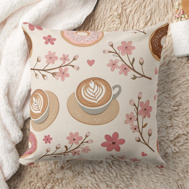 Kersbloesem Coffee Cozy Patroon (3) Kussen (Deken)