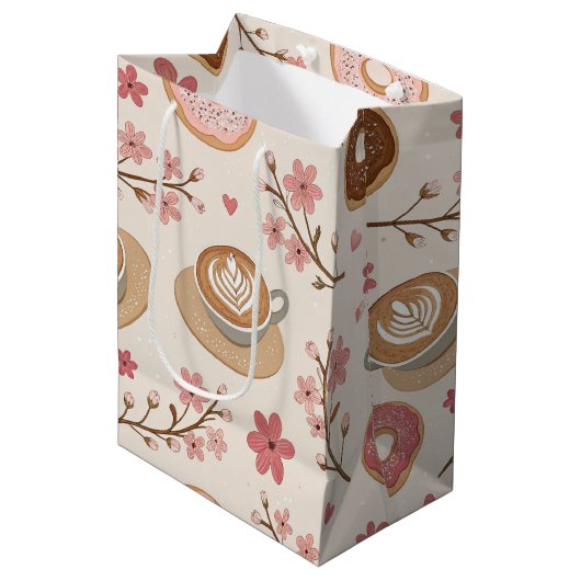Kersbloesem Coffee Cozy Patroon (3) Medium Cadeauzakje (Voorkant Gekanteld)