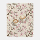Kersbloesem Coffee Cozy Patroon (6) Fleece Deken (Voorkant)