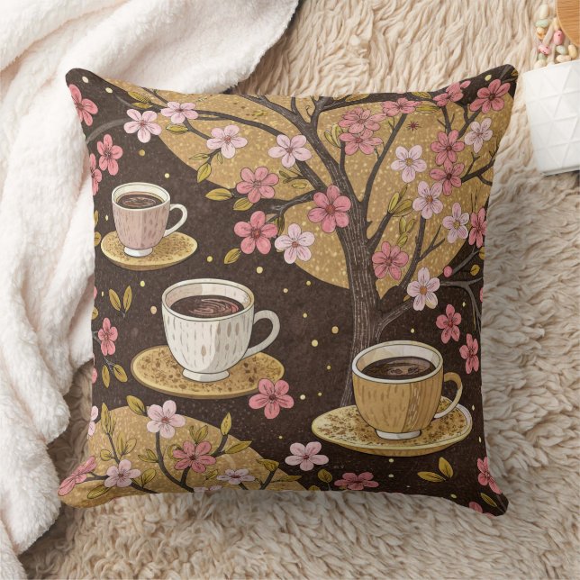 Kersbloesem Coffee Cozy Patroon (8) Kussen (Deken)