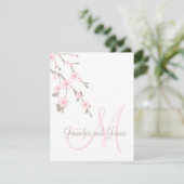 Kersbloesem Huwelijk RSVP Kaarten Monogram (Staand voorkant)