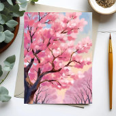 Kersbloesembomen Roze Bloemschildering Kaart