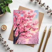 Kersbloesembomen Roze Bloemschildering Kaart
