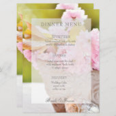 Kersebloesem bewerkbare huwelijksmenu menu (Voorkant / Achterkant)