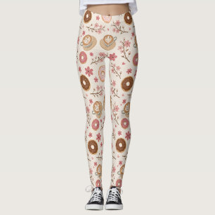 Kersebloesem Coffee Cozy Patroon (3) Leggings