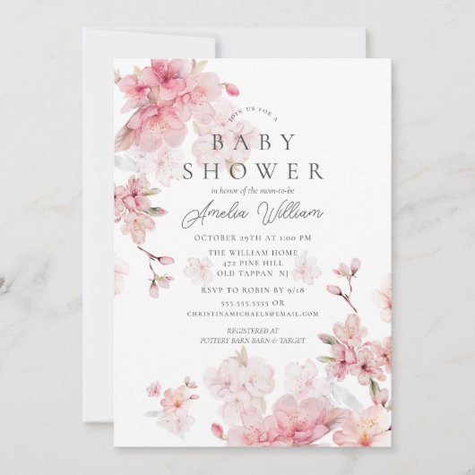 Kersebloesem Feestelijke Baby Shower Uitnodiging (Voorkant)