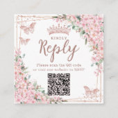 Kersebloesem Roze Goud Quinceanera QR-code Informatiekaartje (Voorkant)