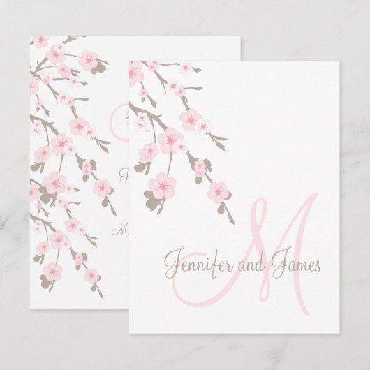 Kersebloesem Trouw RSVP Kaarten Monogram (Voorkant / Achterkant)