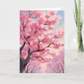 Kersebloesembomen Roze Bloemschildering Kaart (Voorkant)