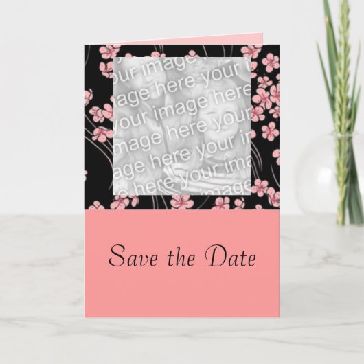 Kersebloesems op Zwarte Foto Kaart (Voorkant)