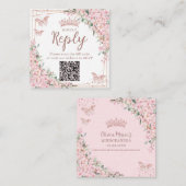 Kersebloesems Roze Goud Quinceanera QR-code Informatiekaartje (Voorkant / Achterkant)