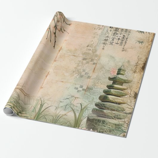 Kersebloesemtuin Scène (2) Cadeaupapier (Uitgerold)