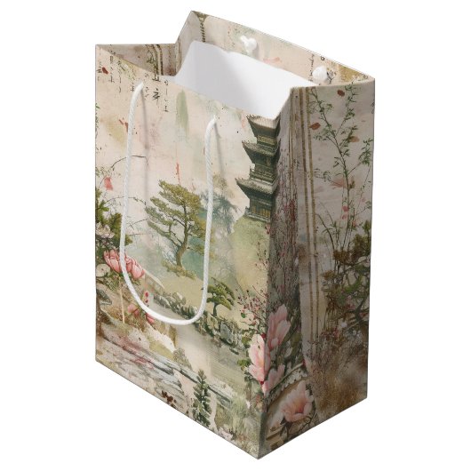 Kersebloesemtuin Scène (3) Medium Cadeauzakje (Voorkant Gekanteld)