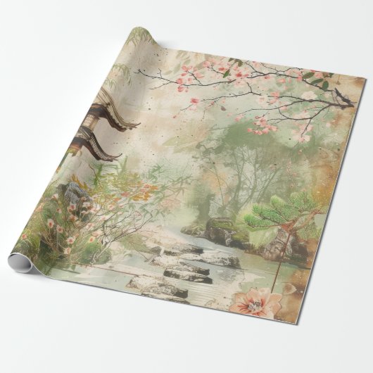 Kersebloesemtuin Scène (4) Cadeaupapier (Uitgerold)
