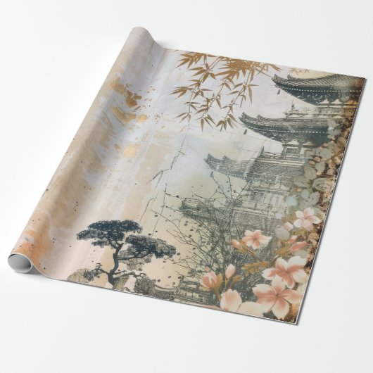 Kersebloesemtuin Scène (7) Cadeaupapier (Uitgerold)