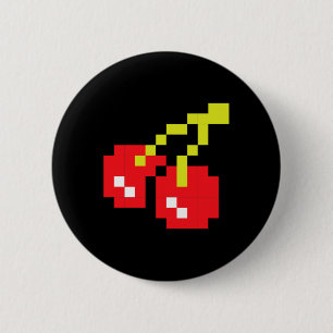 Kersen 80s Videogame Halloween Kostuum Gemakkelijk Ronde Button 5,7 Cm