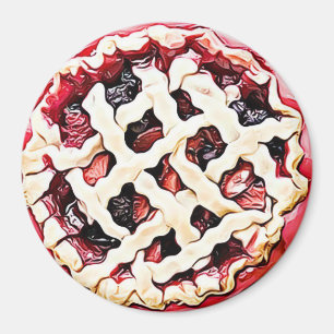 Kersen, aardbeien Rhubarb Pie Magnet