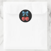 Kersen Amerikaanse vlag Coquette Bow Cherry 4e van Ronde Sticker (Tas)