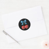 Kersen Amerikaanse vlag Coquette Bow Cherry 4e van Ronde Sticker (Envelop)