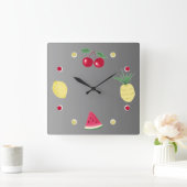 Kersen, ananassen, citroenen en watermeloenen, gro vierkante klok (Huis)