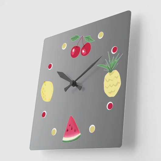 Kersen, ananassen, citroenen en watermeloenen, gro vierkante klok (Hoek)