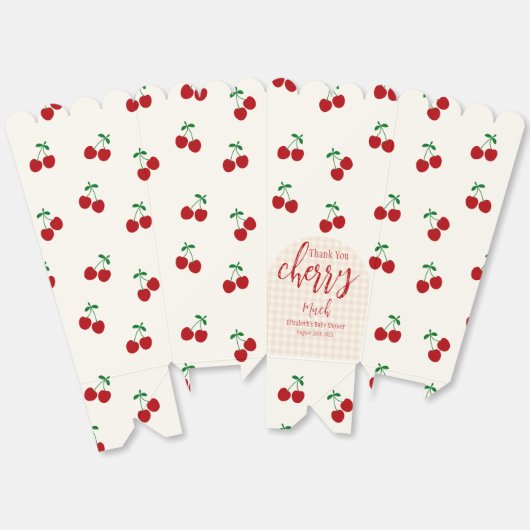 kersen-Baby shower Bedankdoosjes (Ongevouwen)