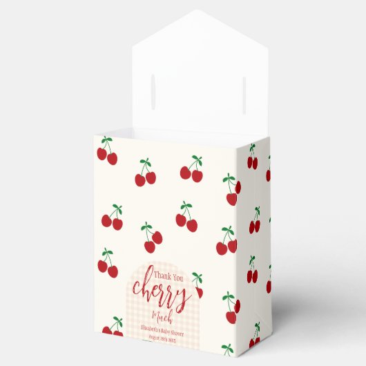 kersen-Baby shower Bedankdoosjes (Geopend)